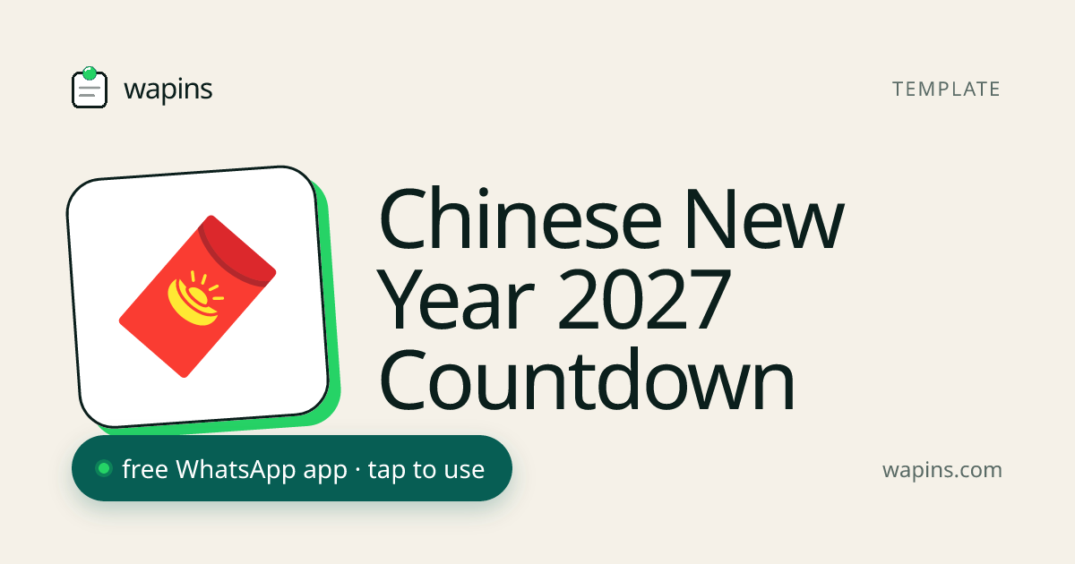 Chinese New Year 2027 Countdown - Year of the Sheep | Wapins · WhatsApp ...