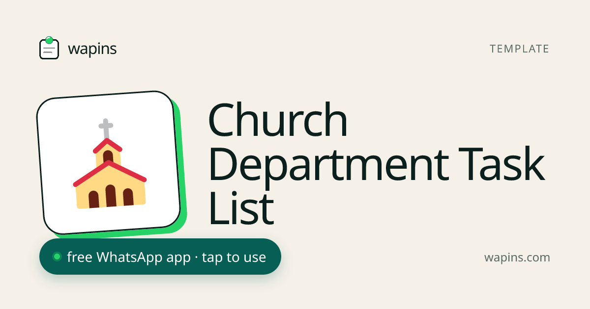 Church Department Task List for WhatsApp — Coordinate Ministry Work ...
