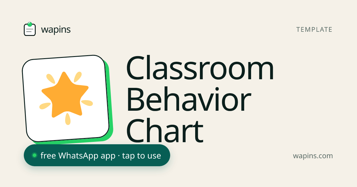 Free Classroom Behavior Chart for WhatsApp — Track Daily Goals | Wapins ...