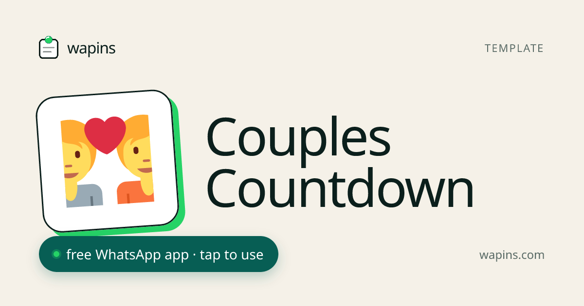 Free Couples Countdown Timer — Count Down Together | Wapins · WhatsApp Apps