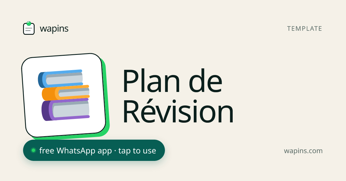 Plan de Révision pour WhatsApp — Organisez Vos Révisions Efficacement ...