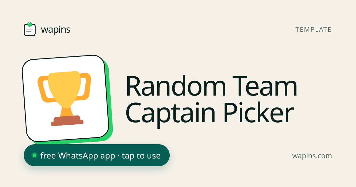 Random Team Captain Picker — Fair Team Selection Spinner | Wapins ...