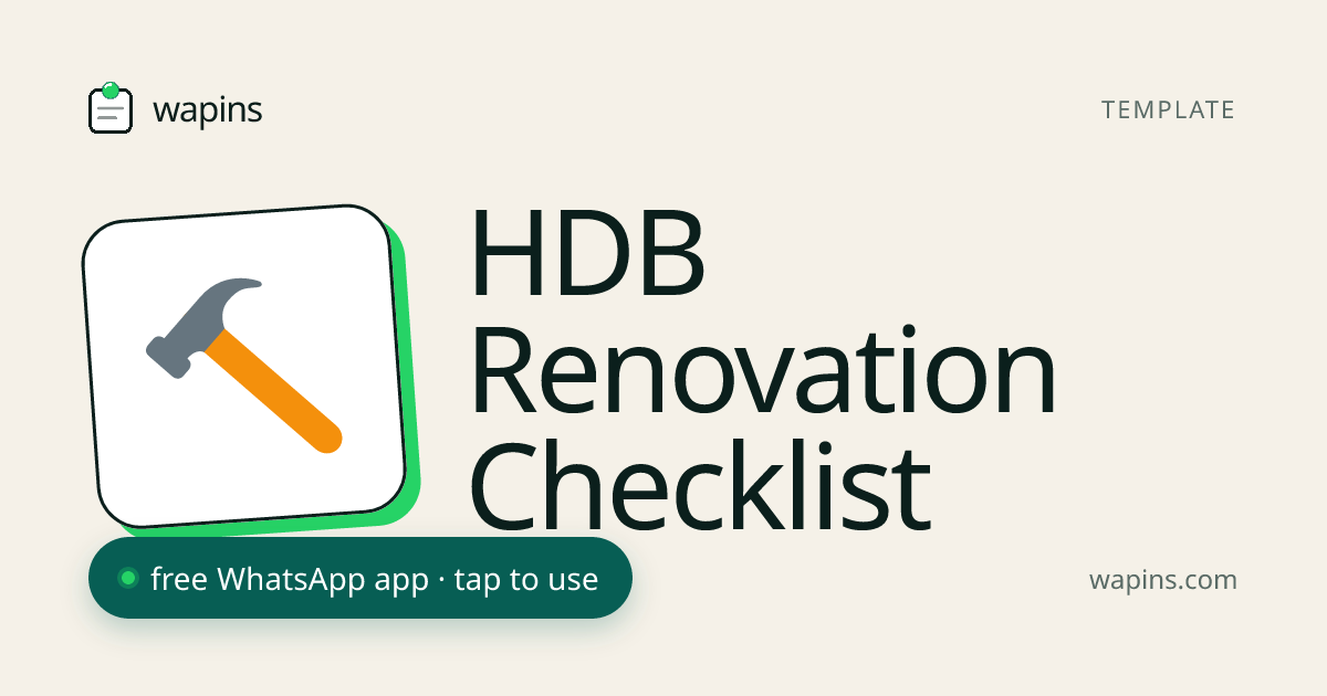 HDB Renovation Checklist for WhatsApp — Track ID, Contractor & HDB ...