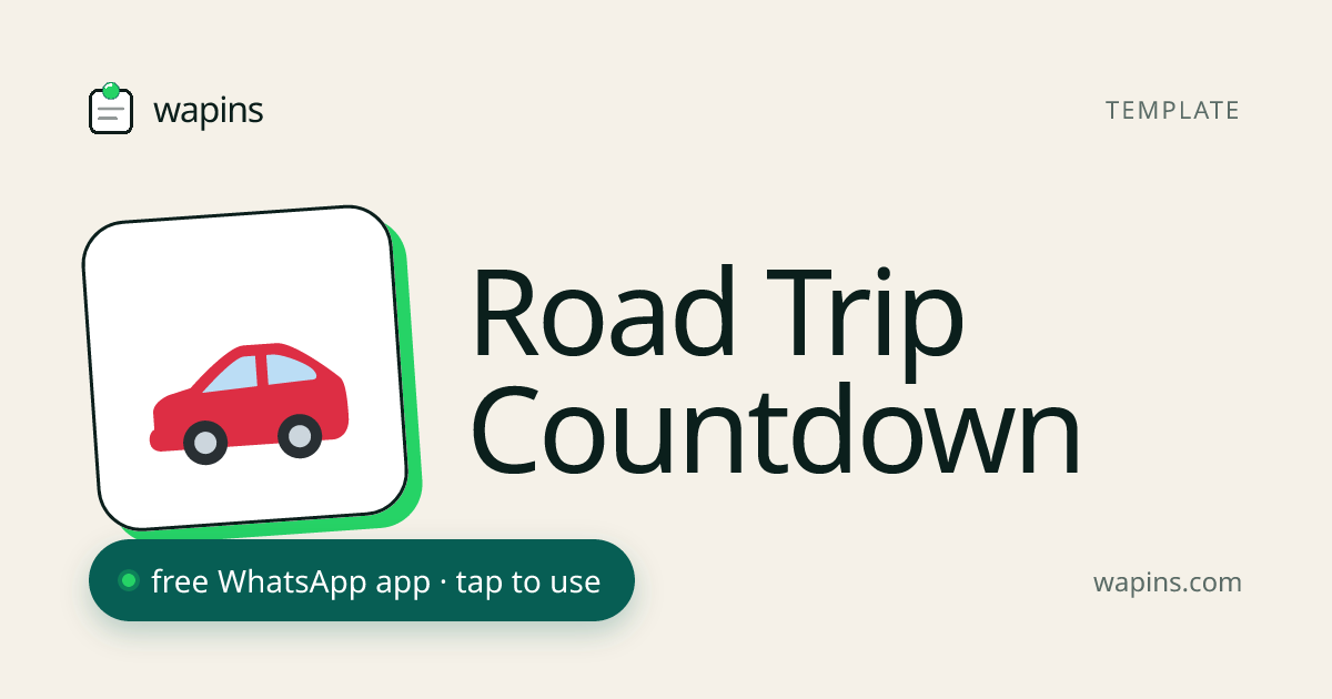Free Road Trip Countdown Timer — Days Until You Drive | Wapins ...