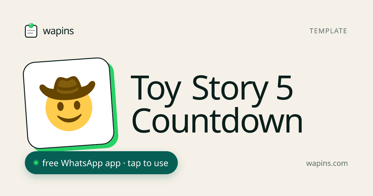 Toy Story 5 Countdown Timer - Days Until Release | Wapins · WhatsApp Apps